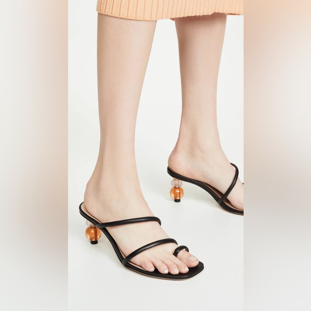 JACQUEMUS • Les Noli Black Statement Heel Strappy Sandals - Picture 5 of 16